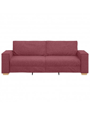 Divano 3 posti Grigio Chiaro 59 cm Tessuto Rosso Borgogna Poliestere