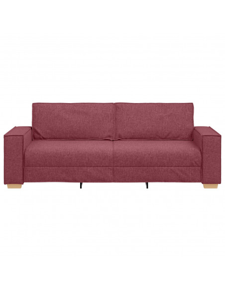 Divano 3 posti Grigio Chiaro 59 cm Tessuto Rosso Borgogna Poliestere