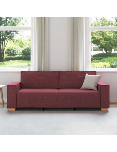 Divano 3 posti Grigio Chiaro 59 cm Tessuto Rosso Borgogna Poliestere