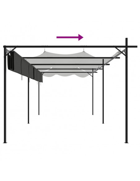 Pergola con Tetto Retrattile Antracite 589x292x230 cm