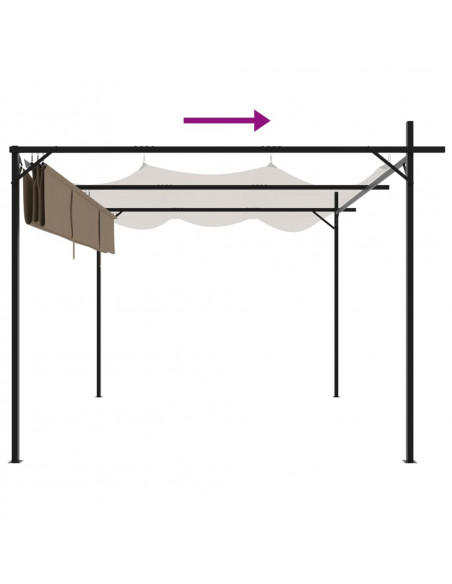Pergola con Tetto Retrattile Tortora 295x292x230 cm