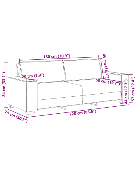 Sedia Divano  Grigio Chiaro 59 cm Tessuto Panna
