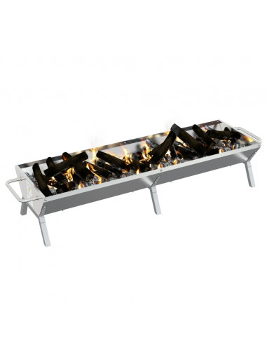 Vassoio per Barbecue Argento 158x42x31 cm Acciaio Inox