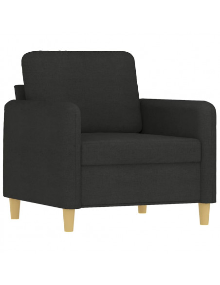 Set di Divani 4 pz con Cuscini Nero in Tessuto