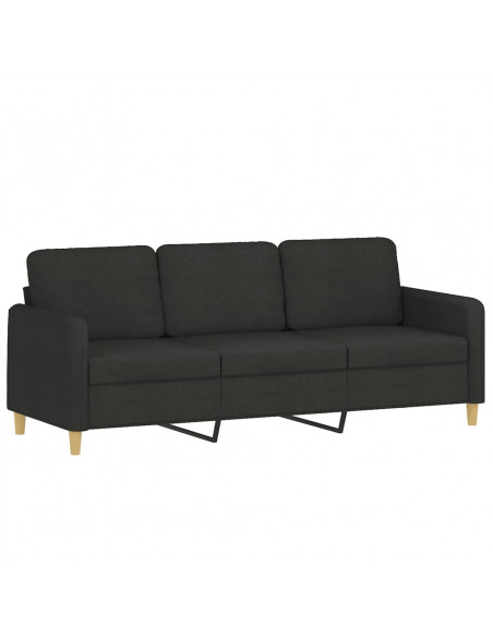 Set di Divani 4 pz con Cuscini Nero in Tessuto