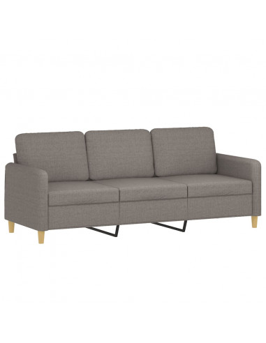 Set di Divani 3 pz con Cuscini Tortora in Tessuto