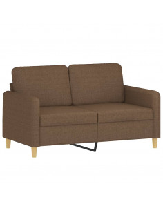Set di Divani 3 pz con Cuscini Marrone in Tessuto 2