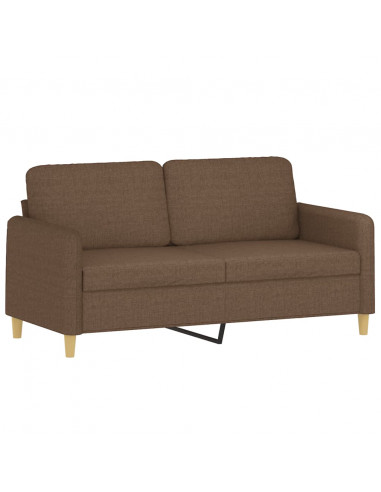 Set di Divani 3 pz con Cuscini Marrone in Tessuto