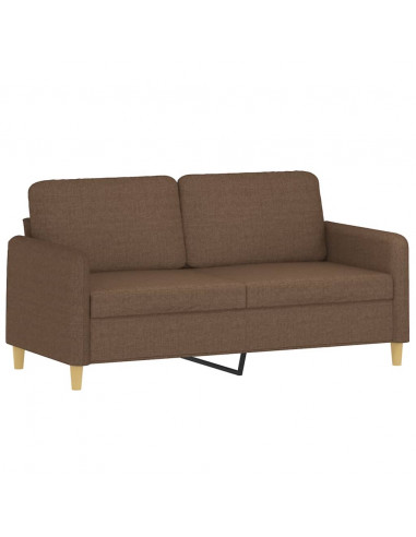 Set di Divani 3 pz con Cuscini Marrone in Tessuto