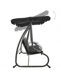 Panchina a Dondolo da Giardino con Baldacchino Antracite