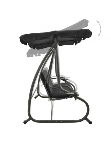 Panchina a Dondolo da Giardino con Baldacchino Antracite