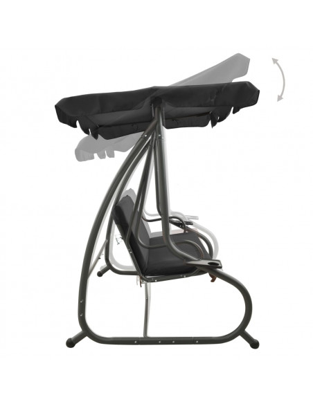 Panchina a Dondolo da Giardino con Baldacchino Antracite