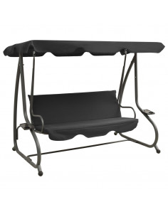 Panchina a Dondolo da Giardino con Baldacchino Antracite 2