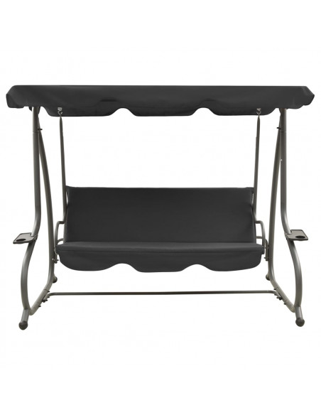 Panchina a Dondolo da Giardino con Baldacchino Antracite