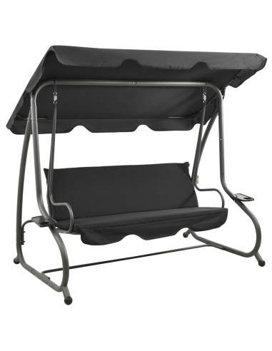 Panchina a Dondolo da Giardino con Baldacchino Antracite