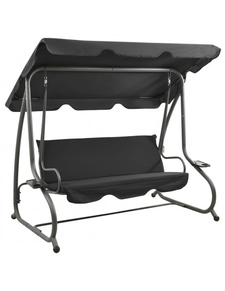 Panchina a Dondolo da Giardino con Baldacchino Antracite
