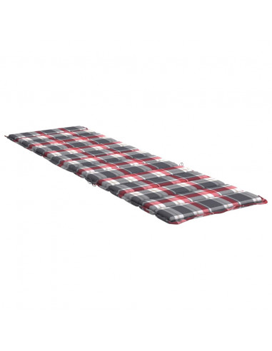 Cuscino per Lettino a Quadri Rossi 200x70x3 cm Tessuto Oxford