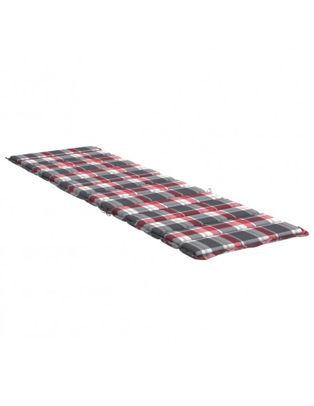 Cuscino per Lettino a Quadri Rossi 200x70x3 cm Tessuto Oxford