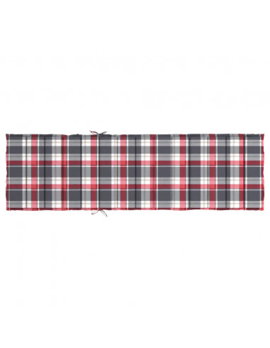 Cuscino per Lettino a Quadri Rossi 200x70x3 cm Tessuto Oxford