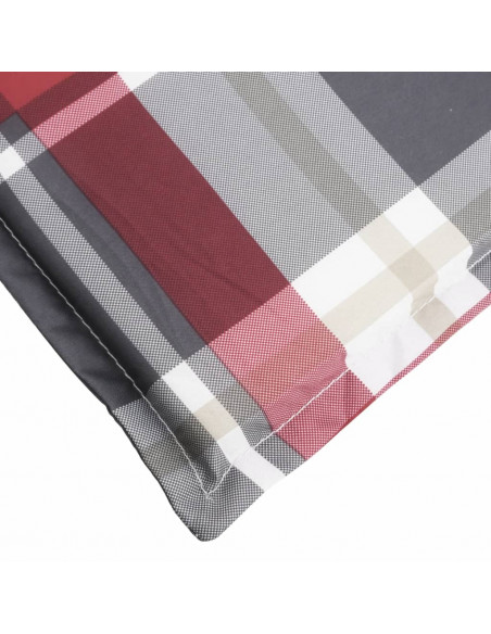 Cuscino per Lettino a Quadri Rossi 200x70x3 cm Tessuto Oxford