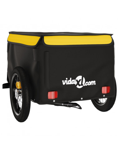 Rimorchio da Bici Nero e Giallo 30 kg in Ferro