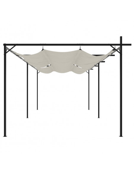 Pergola con Tetto Retrattile Crema 589x292x230 cm