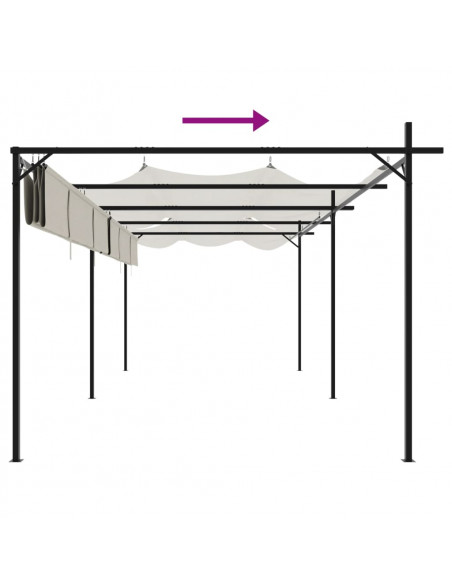 Pergola con Tetto Retrattile Crema 589x292x230 cm