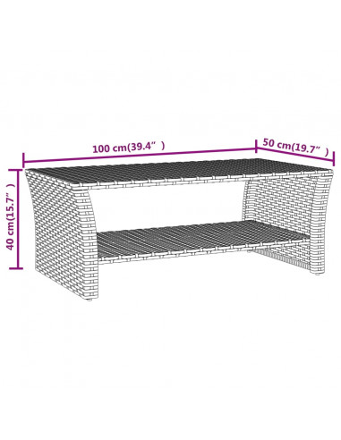 Tavolino Grigio 100x50x40 cm in Polyrattan