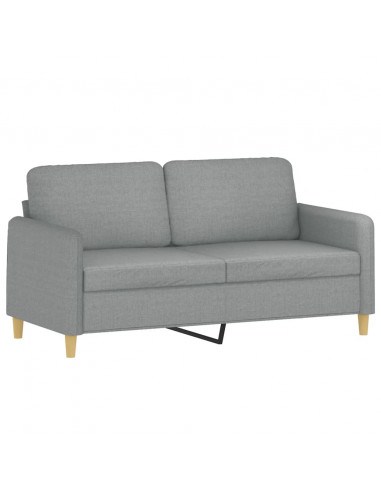 Set Divani 3 pz con Cuscini Grigio Chiaro in Tessuto