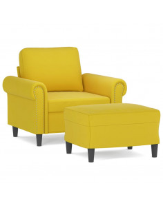 Poltrona con Poggiapiedi Giallo 60 cm in Velluto