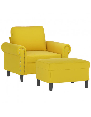 Poltrona con Poggiapiedi Giallo 60 cm in Velluto