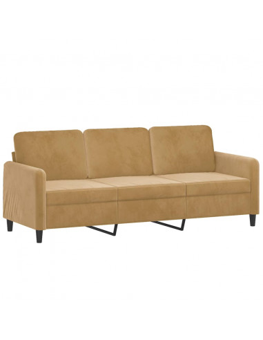 Set di Divani 3 pz con Cuscini Marrone in Velluto