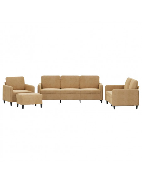 Set di Divani 4 pz Marrone in Velluto