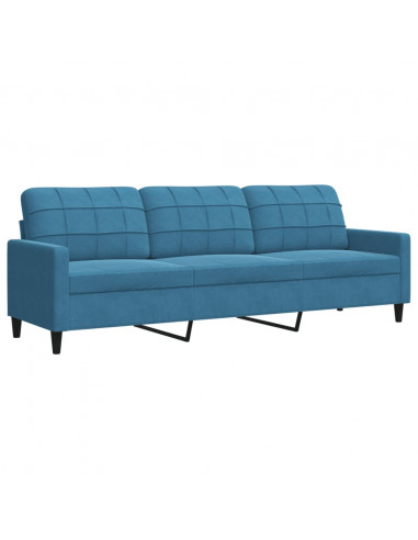Set di Divani 3 pz con Cuscini Blu in Velluto