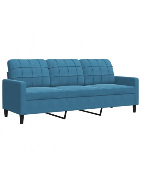 Set di Divani 3 pz con Cuscini Blu in Velluto