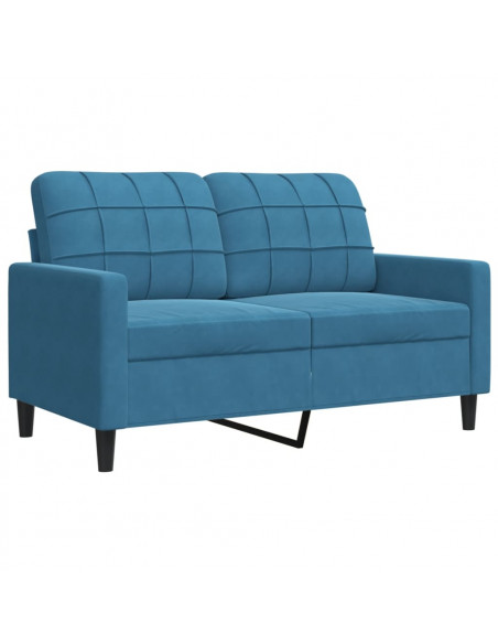 Set di Divani 3 pz con Cuscini Blu in Velluto
