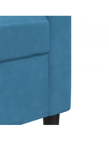 Set di Divani 3 pz con Cuscini e Rinforzi Blu in Velluto