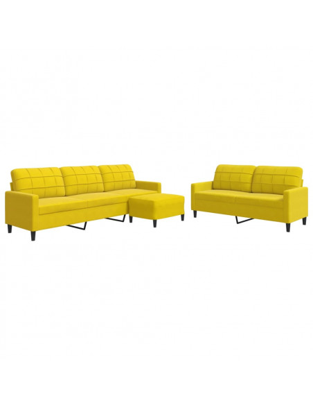 Set di Divani 3 pz con Cuscini giallo in Velluto