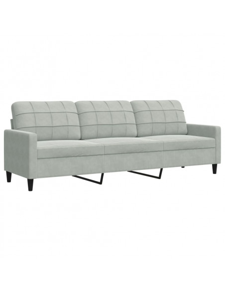 Set di Divani 3 pz con Cuscini Grigio Chiaro in Velluto