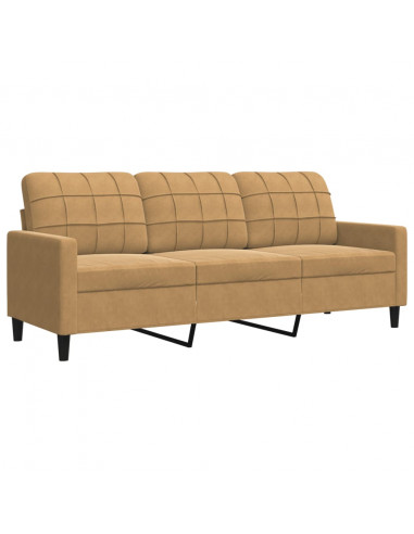 Set di Divani 3 pz con Cuscini Marrone in Velluto