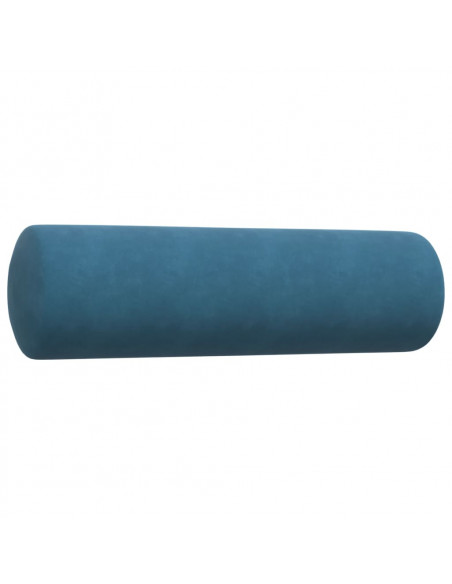 Set di Divani 4 pz con Cuscini e Rinforzi Blu in Velluto