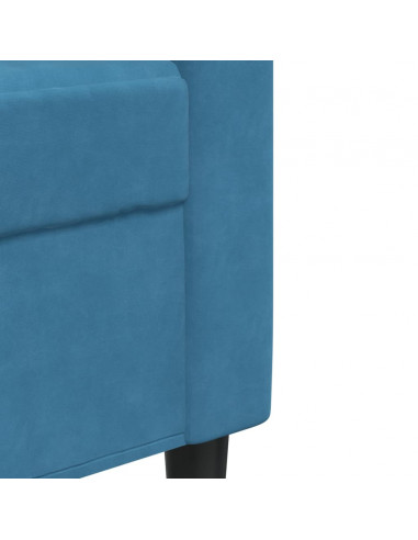 Set di Divani 4 pz con Cuscini e Rinforzi Blu in Velluto