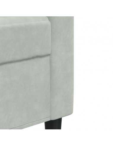 Set di Divani 4 pz con Cuscini e Rinforzi Grigio Chiaro Velluto