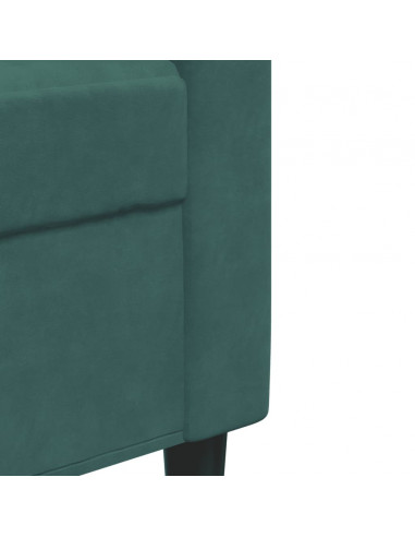 Set di Divani 4 pz con Cuscini e Rinforzi Verde scuro Velluto