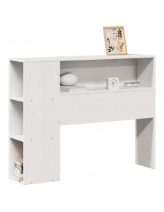 Testiera con Ripiani Bianca 90 cm in Legno Massello di Pino