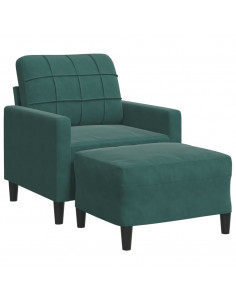 Poltroncina con Poggiapiedi Verde Scuro 60 cm in Velluto 2
