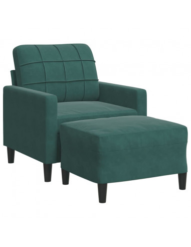 Poltroncina con Poggiapiedi Verde Scuro 60 cm in Velluto