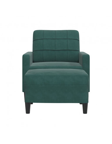 Poltroncina con Poggiapiedi Verde Scuro 60 cm in Velluto