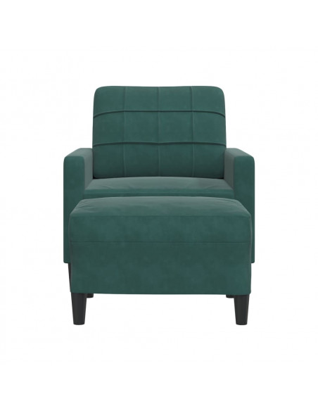 Poltroncina con Poggiapiedi Verde Scuro 60 cm in Velluto
