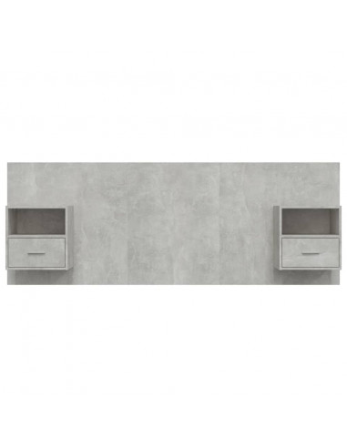 Testiera Letto con Comodini in Legno Multistrato Grigio Cemento